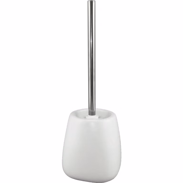 Portascopino con scopino in ceramica bianco opaco Vestiamo Casa modello freestanding