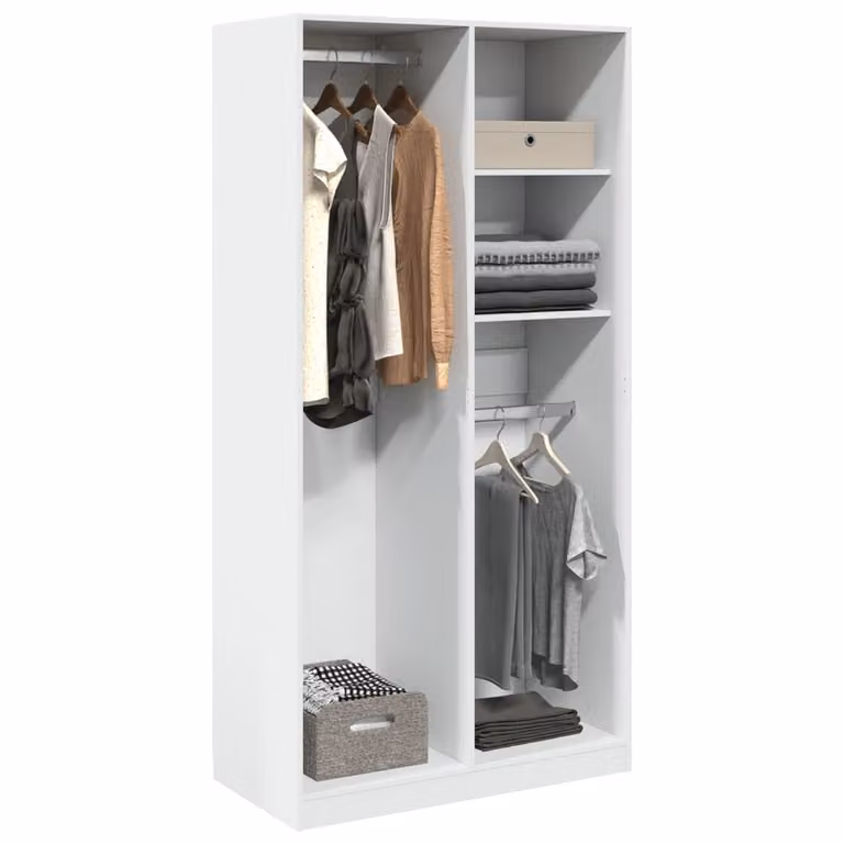 vidaXL Armadio Bianco con Ante a Battente in MDF L: 100 cm, P: 50 cm, H: 200 cm