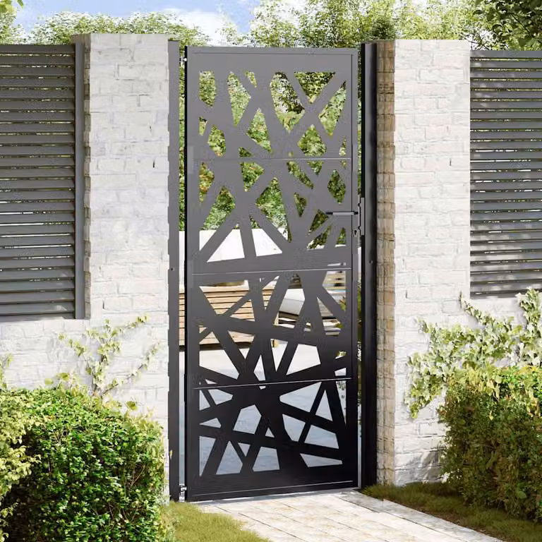 Cancello da giardino singolo vidaXL in acciaio nero L: 100 cm, H: 200 cm