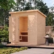 Sauna finlandese da giardino Ketty2 di Piscine Italia in legno di abete massello marrone L/P/H: 196 x 196 x 228 cm
