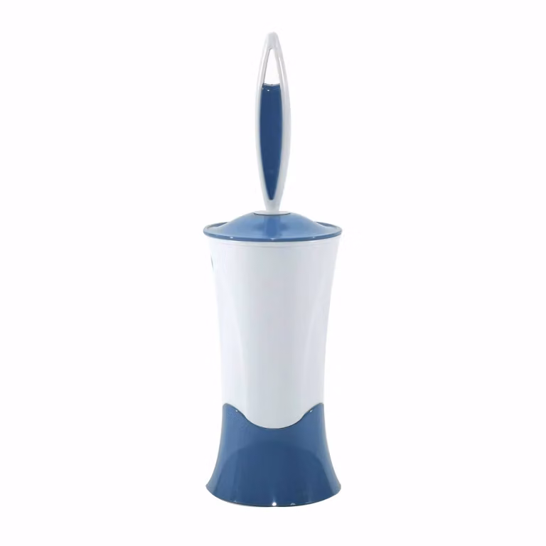 Portascopino con scopino in polipropilene Vestiamo Casa, modello freestanding, blu e bianco, Altezza: 37 cm