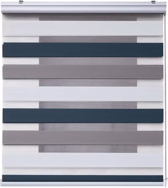 Tenda a Rullo Giorno e Notte Premium Storesdeco a Righe, Colori Bianco, Beige e Grigio, L: 180 cm x H: 250 cm