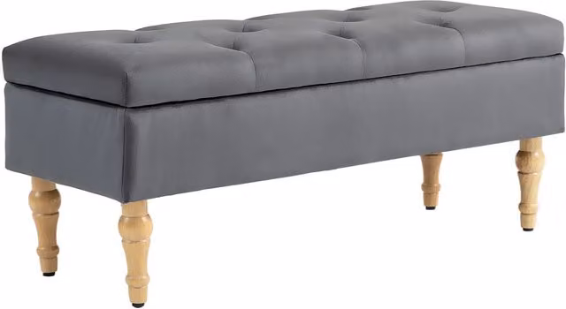Panca contenitore 2 in 1 Xylo in velluto con coperchio capitonné Grigio scuro L: 120 cm, P: 41 cm, H: 41 cm