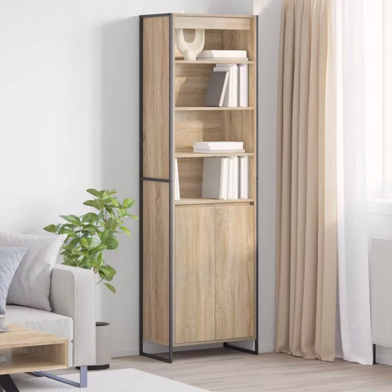 Set di 2 armadi alti vidaXL in stile industriale color marrone con ante a battente e ripiani interni, L: 60 cm, P: 36 cm, H: 200 cm