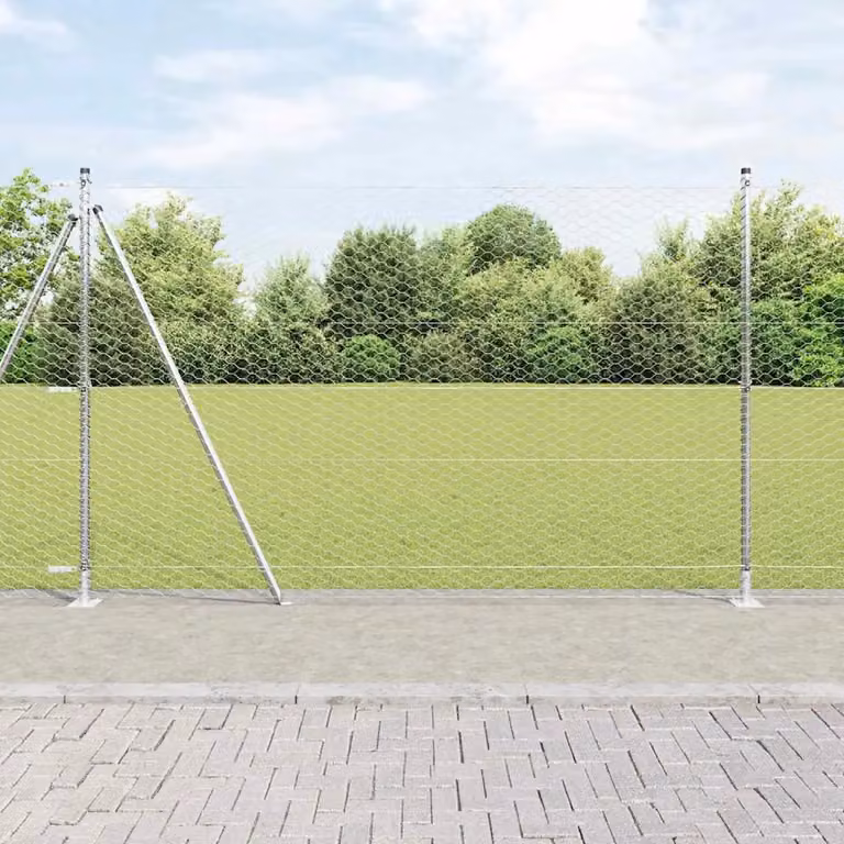 Recinzione esagonale vidaXL in acciaio con base in cemento, Argento, L: 1,4 m, H: 0,5 m