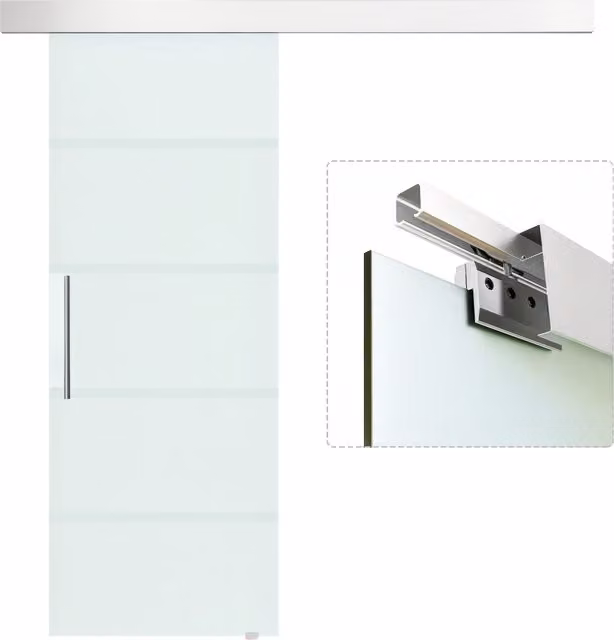 Porta scorrevole in vetro temperato trasparente con binario in alluminio Aosom L: 75 cm, H: 210 cm
