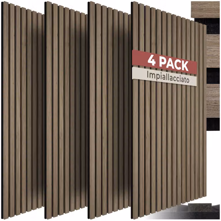 Pannelli acustici Sonic Wall II tectake in MDF effetto legno marrone L: 110 cm, H: 50 cm, P: 1,8 cm