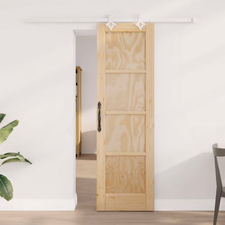 Porta scorrevole moderna vidaXL in legno e acciaio, colori bianco, beige e marrone, L: 61 cm, H: 198,5 cm