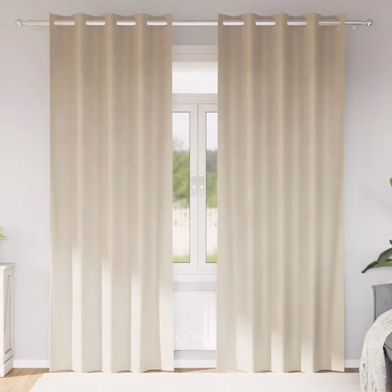 Set di 2 tende oscuranti in velluto vidaXL, colore beige, L: 140 cm x H: 225 cm