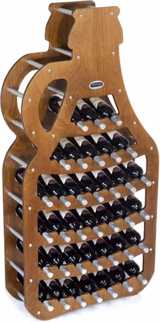 Cantinetta in legno Original Legno Italia modello Fiasco per 36 bottiglie di vino, finitura noce, L: 75 cm, P: 25 cm, H: 150 cm