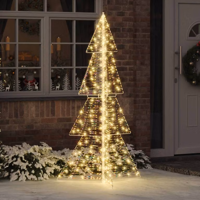 Albero di Natale moderno vidaXL bianco con 240 LED bianco caldo, Altezza: 180 cm