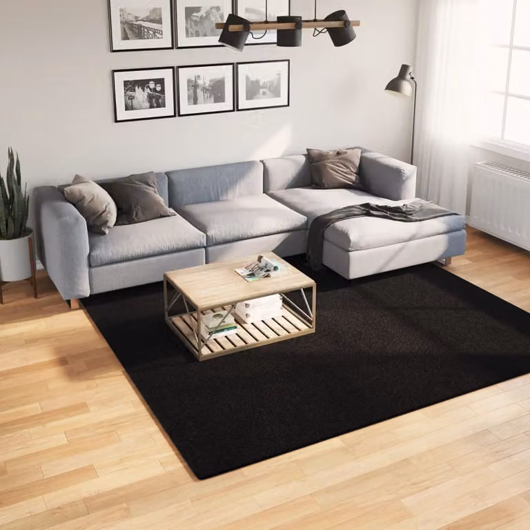 Tappeto a pelo corto vidaXL HUARTE nero, morbido e lavabile, L 240 x L 240 cm