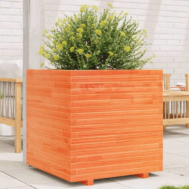 Fioriera da giardino vidaXL in legno di pino marrone, L 70 cm x P 70 cm x H 72 cm