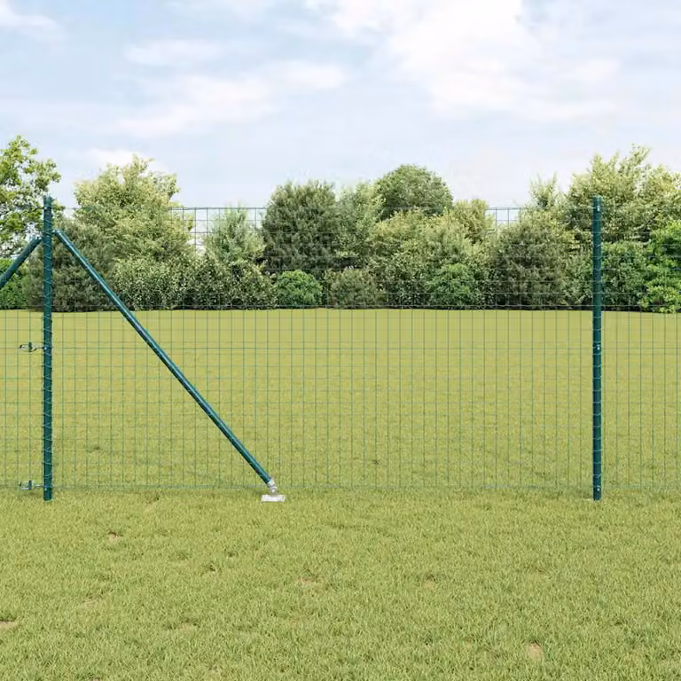 Recinzione Euro vidaXL in acciaio rivestito in PVC verde per installazione nel terreno, L: 25 m, H: 1,2 m