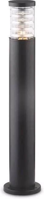 Piantana da esterno moderna IDEAL LUX in alluminio nero con vetro trasparente e 1 luce E27, Altezza: 80,5 cm