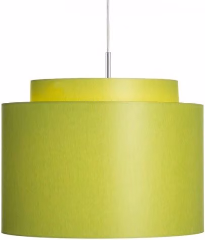 Paralume cilindrico DOUBLE in tessuto Chintz limetta e PVC bianco per lampada E27 max 23W