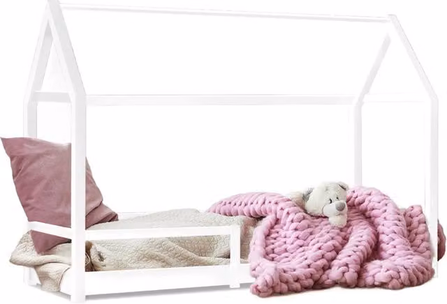 IDMarket Letto a capanna per bambini NESSI in legno bianco con rete a doghe e sponde L/P: 190 x 90 cm