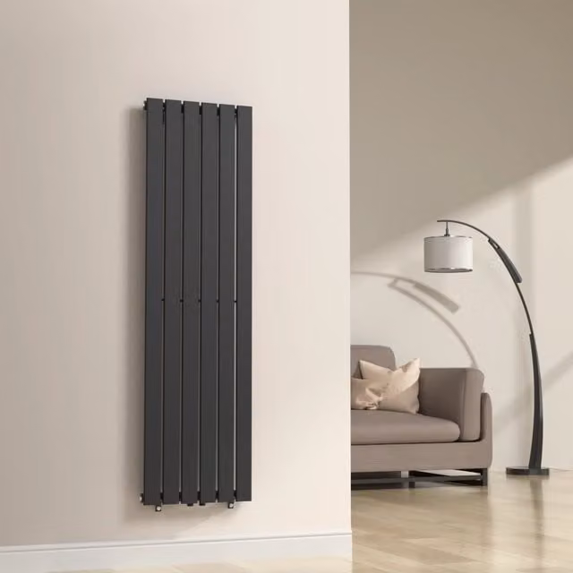 Termosifone a pannello singolo con elementi piatti neu.haus in acciaio, colore nero, L: 160 cm, P: 45 cm