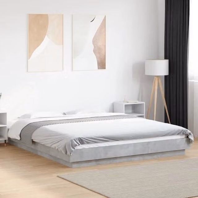 Letto Giroletto vidaXL in Legno Multistrato Grigio Cemento L: 150 cm, P: 200 cm