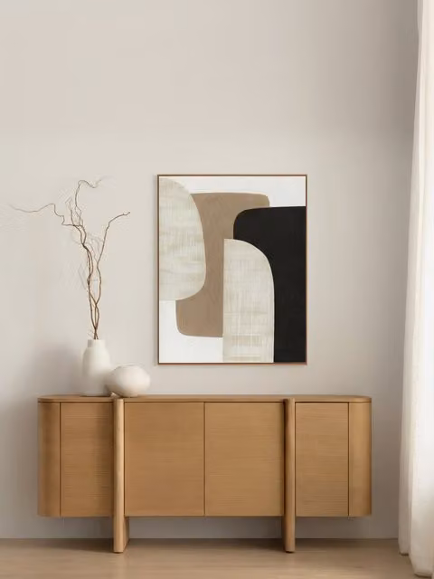 Quadro astratto Kam Kenay Home beige e nero su tela, L: 80 cm, H: 100 cm