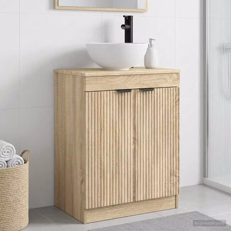 Mobile da bagno con lavabo vidaXL in Rovere Sonoma, L: 54 cm, P: 35 cm, H: 83 cm