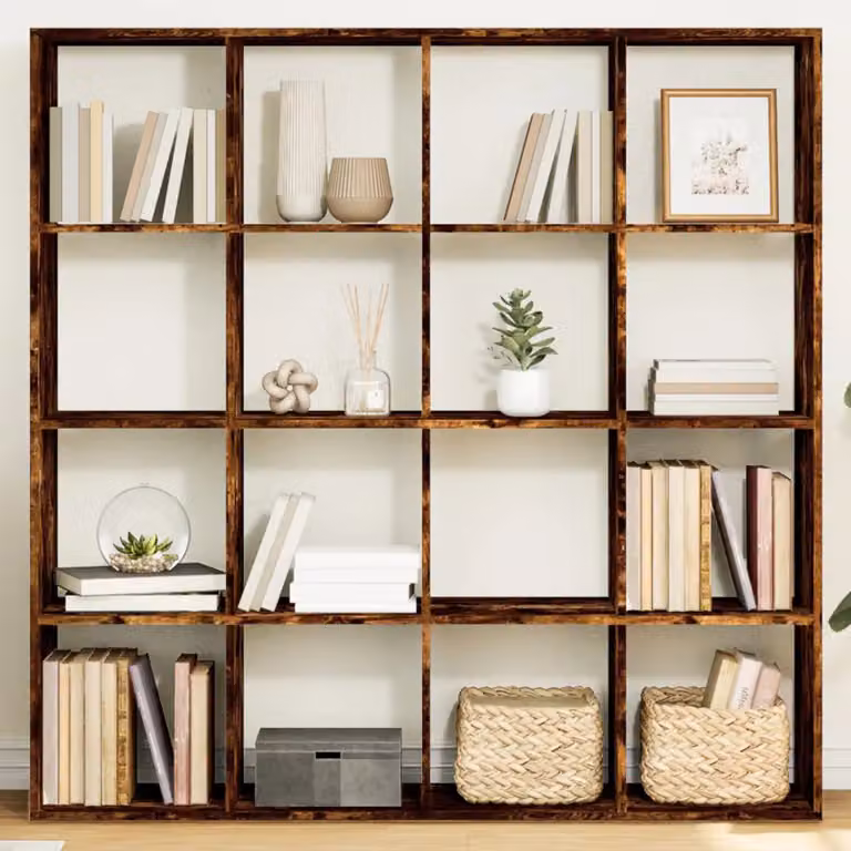Libreria vidaXL in Legno Multistrato Rovere Fumo, L: 137,5 cm, P: 29 cm, H: 137,5 cm