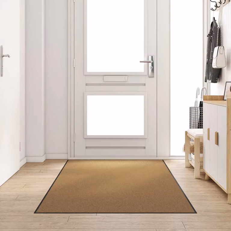 Tappetino moderno vidaXL rettangolare in poliammide e PVC, beige e nero, L: 250 cm, P: 120 cm