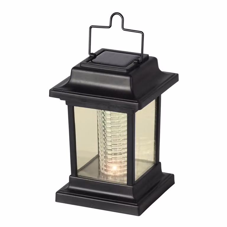 DICTROLUX Lampada Solare LED da Giardino con Luce Calda Bianca, Colore Nero, Altezza: 14 cm