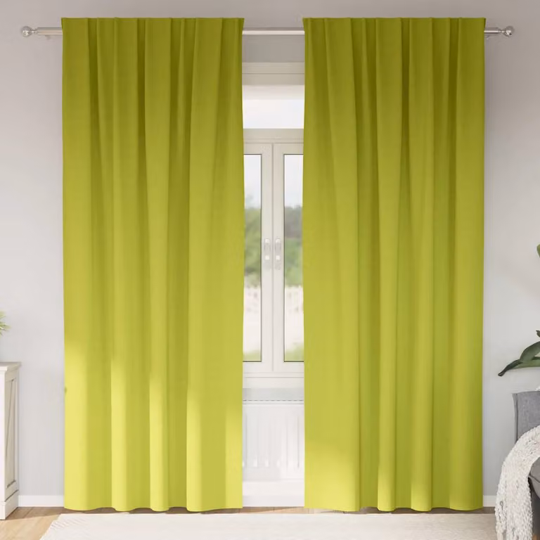 Set di 2 tende blackout vidaXL con anelli in poliestere, colore verde, H: 225 cm x L: 140 cm