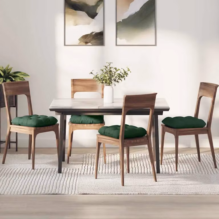 Set di 4 cuscini per seduta vidaXL in tessuto a coste verde scuro, L 45 x P 45 x H 45 cm