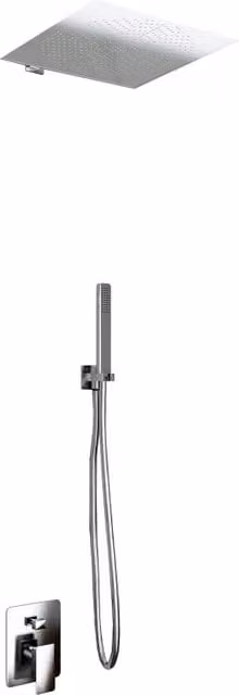 Kit Doccia 2 Vie GIORGY in Acciaio Inox Cromato con Soffione Rain Slim 30x30 cm, Braccio da Parete, Doccino e Flessibile