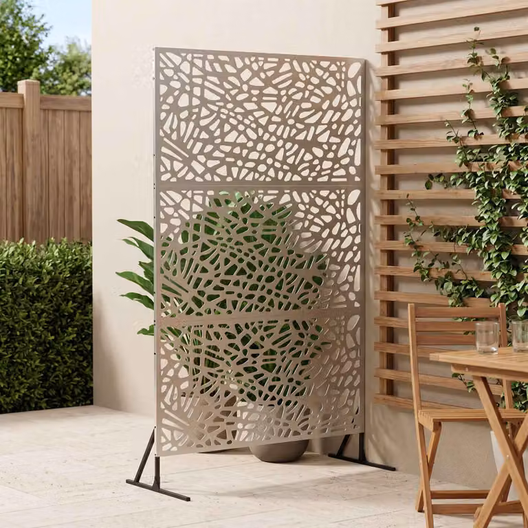 Paravent per la privacy vidaXL in acciaio inox argento, semi-trasparente, L 100 x P 50 x H 180 cm