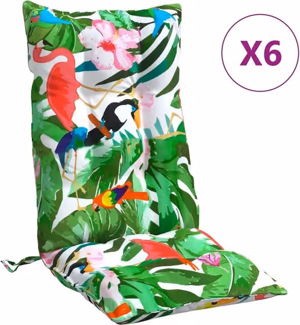Set di 6 cuscini per sedia con schienale alto DESIGN IN, multicolore, in tessuto Oxford impermeabile e traspirante