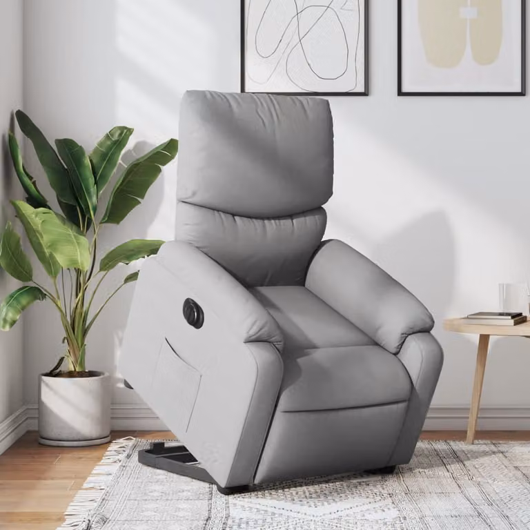 Poltrona Reclinante Alzapersona Elettrica vidaXL Grigio con Braccioli e Funzione di Assistenza al Sollevamento