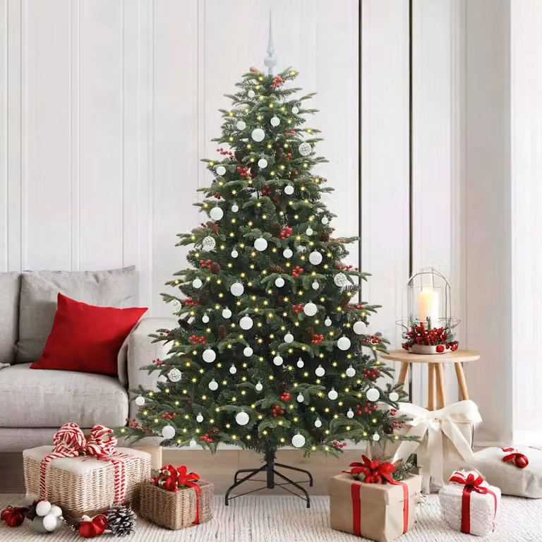 Albero di Natale artificiale verde vidaXL con 300 LED luce bianca calda, Altezza: 180 cm