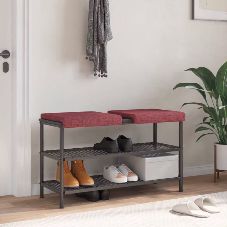 Set di 2 cuscini per panchina vidaXL in tessuto rosso, forma rettangolare con base antiscivolo e imbottitura in schiuma, Profondità: 35 cm
