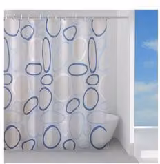 Tenda doccia in PVC Gedy CIOTOLI con motivo grafico Azzurro e Bianco L: 240 cm, H: 200 cm