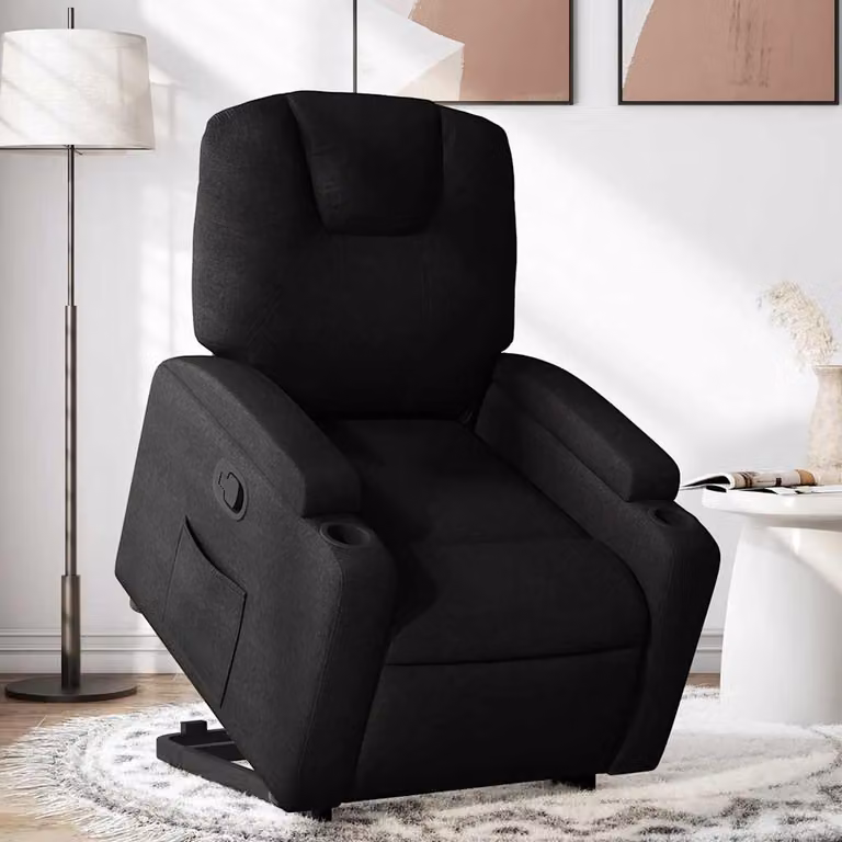 vidaXL Poltrona Alzapersona Reclinabile Nera in Tessuto con Assistenza Elettrica per Anziani