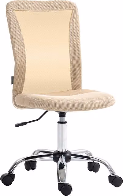 Vinsetto Sedia da ufficio ergonomica girevole a 360 con rivestimento in tessuto beige e struttura in metallo