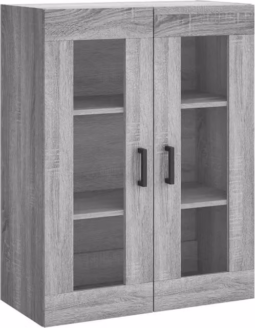 Pensile moderno HELLOSHOP26 in legno e vetro grigio, L: 69,5 cm, P: 34 cm, H: 90 cm