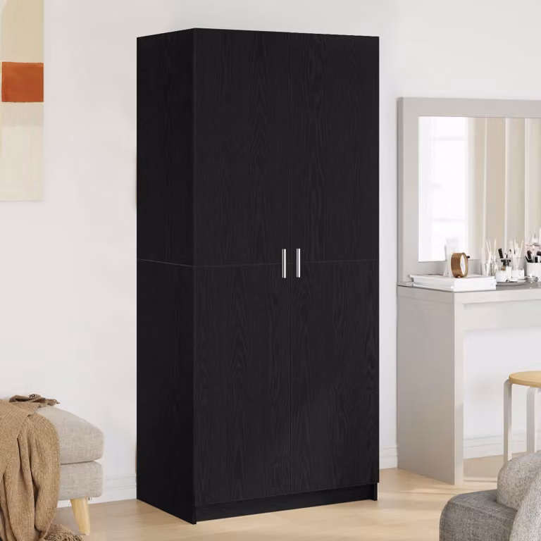 Armadio moderno vidaXL in legno MDF color rovere nero con ante a battente, L: 80 cm, P: 50,5 cm, H: 180 cm