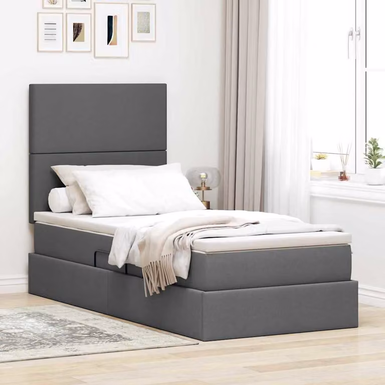 Letto con contenitore e materasso vidaXL Grigio scuro L/P/H: 204 x 90 x 128 cm