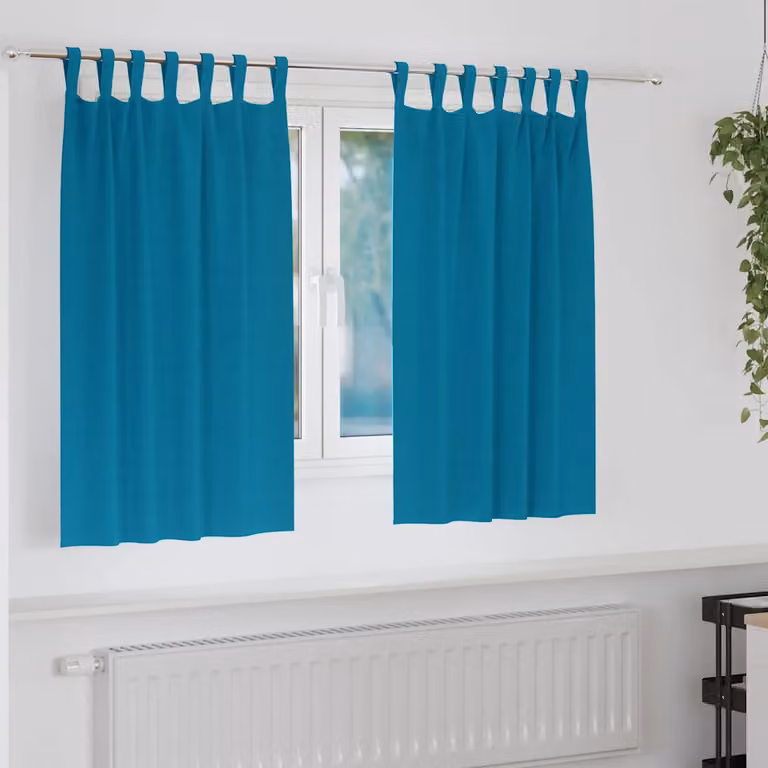 Set di 2 tende blackout vidaXL in poliestere color turchese con anelli, L 140 cm x H 140 cm