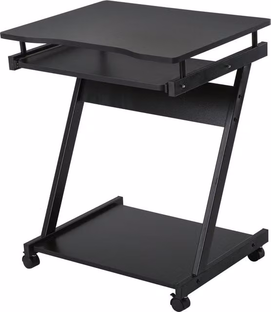 Scrivania Porta PC HOMCOM Moderna con Piano Tastiera a Scomparsa e Ripiano Inferiore, Nero, L 60 cm x P 48 cm x H 73 cm