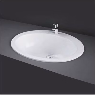 Lavabo da incasso soprapiano Rak modello Cherry in ceramica bianca, forma ovale, L: 63,5 cm, P: 53,5 cm, H: 22,5 cm