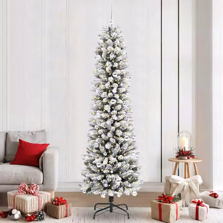 Albero di Natale artificiale vidaXL bianco e verde con luci LED bianco caldo, Altezza: 240 cm