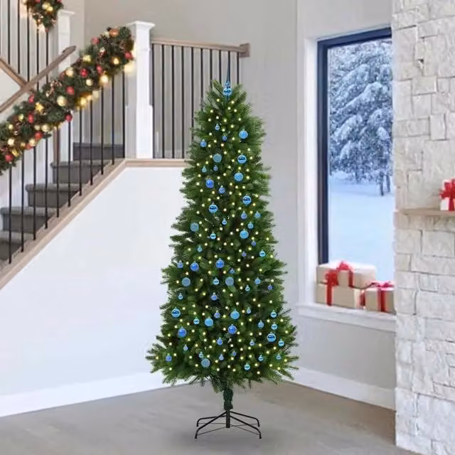 Albero di Natale vidaXL con 300 LED bianco caldo e supporto, Verde, Altezza: 240 cm