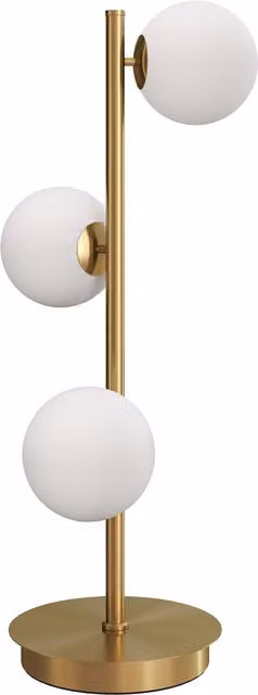 Lampada da tavolo HOMCOM con 3 paralumi a sfera in vetro, base in metallo color ottone, portalampada G9, L/P/H: 24 x 24 x 53 cm