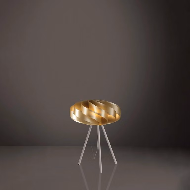 Lampada da scrivania moderna Flat Polilux Linea Zero in metallo e plastica, colore oro/ottone, con attacco E27