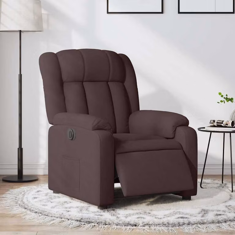 vidaXL Poltrona Elettrica Reclinabile in Tessuto Marrone con Braccioli e Funzione Auto-Return